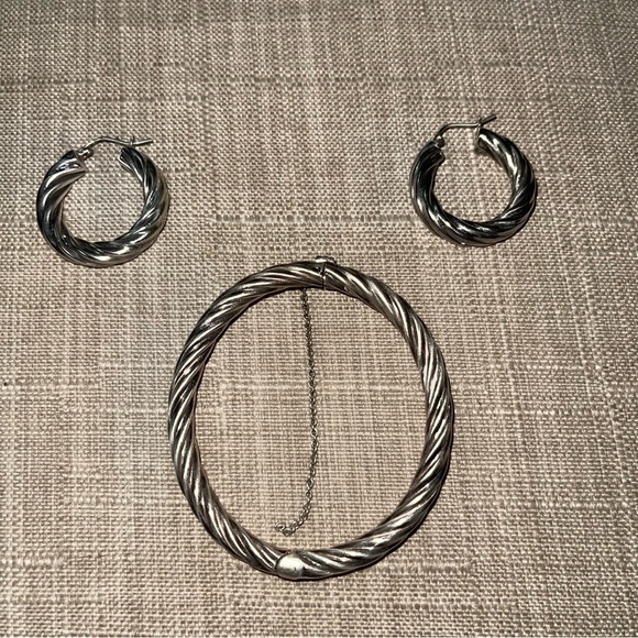 925 Sterling Silver Bracelets and Earrings Set - Picture 13 of 14